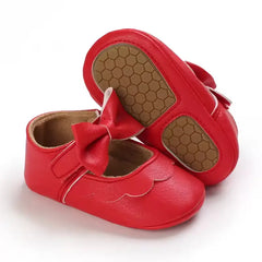 Leather Baby Shoes for Girls – Soft Sole Princess Sandals with Bow