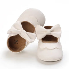 Leather Baby Shoes for Girls – Soft Sole Princess Sandals with Bow