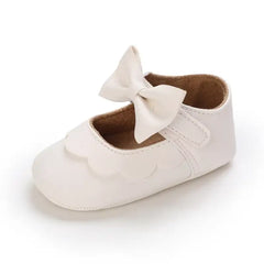 Leather Baby Shoes for Girls – Soft Sole Princess Sandals with Bow