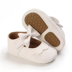 Leather Baby Shoes for Girls – Soft Sole Princess Sandals with Bow