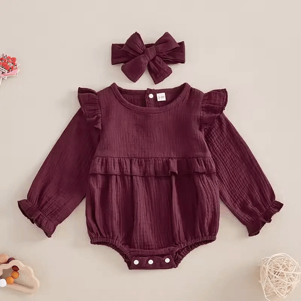 Newborn Baby Girl Romper – Cotton Linen Smocked Bubble Jumpsuit