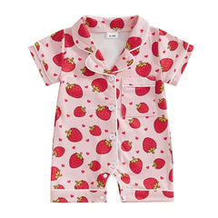 Newborn Summer Baby Romper – Short-Sleeve Printed Jumpsuit