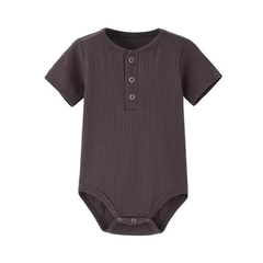 Ribbed Baby Romper for Newborns – Short-Sleeve Cotton Jumpsuit