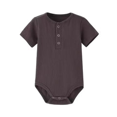 Ribbed Baby Romper for Newborns – Short-Sleeve Cotton Jumpsuit