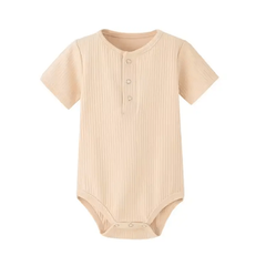 Ribbed Baby Romper for Newborns – Short-Sleeve Cotton Jumpsuit