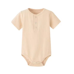 Ribbed Baby Romper for Newborns – Short-Sleeve Cotton Jumpsuit