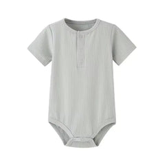 Ribbed Baby Romper for Newborns – Short-Sleeve Cotton Jumpsuit