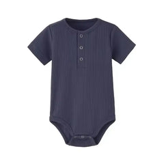 Ribbed Baby Romper for Newborns – Short-Sleeve Cotton Jumpsuit