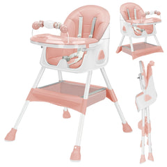Foldable Baby High Chair 6 Months Plus with Toy Rack