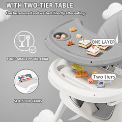 Foldable Baby High Chair 6 Months Plus with Toy Rack