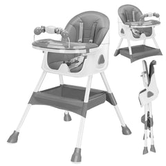 Foldable Baby High Chair 6 Months Plus with Toy Rack
