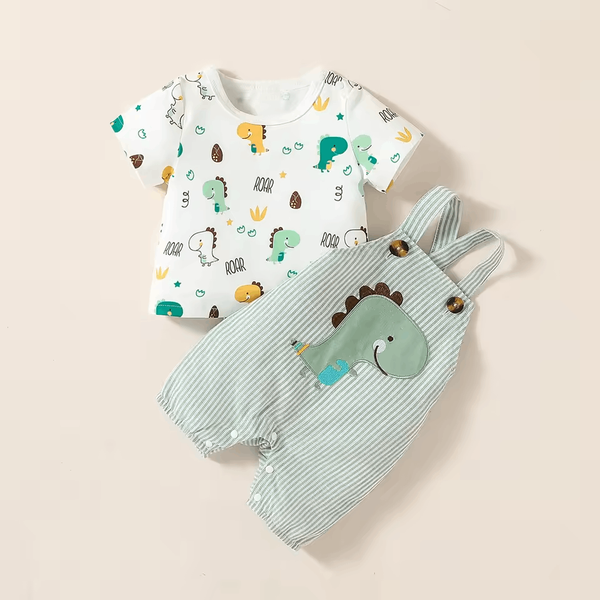 Summer Baby Boys Dungarees – 2-Piece Cartoon Animal Suspenders Suit