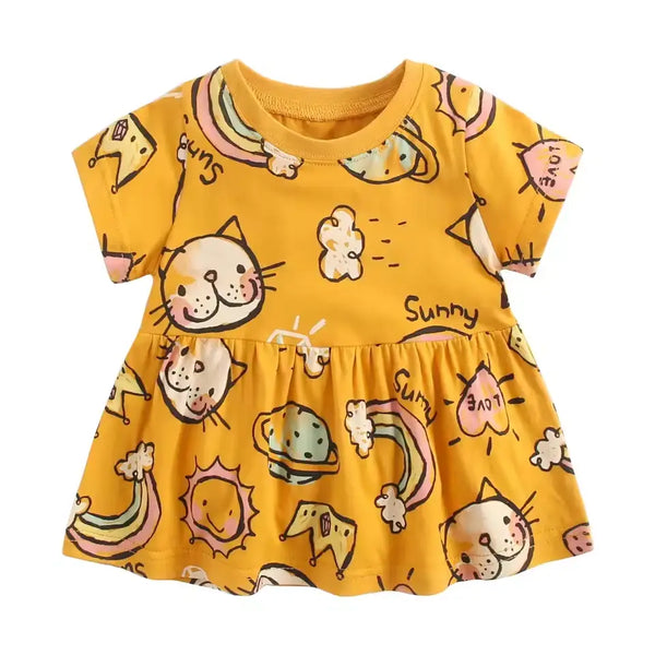 Summer Baby Girls Dress – Short-Sleeve Cotton A-Line Dress