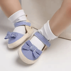Summer Baby Shoes for Girls – Canvas Sandals with Soft Sole and Bow