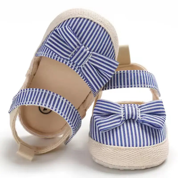 Summer Baby Shoes for Girls – Canvas Sandals with Soft Sole and Bow