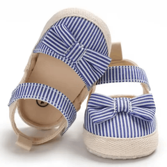 Summer Baby Shoes for Girls – Canvas Sandals with Soft Sole and Bow