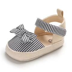 Summer Baby Shoes for Girls – Canvas Sandals with Soft Sole and Bow