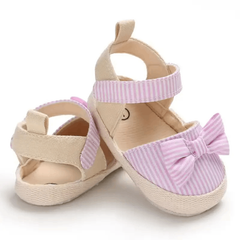 Summer Baby Shoes for Girls – Canvas Sandals with Soft Sole and Bow