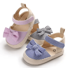Summer Baby Shoes for Girls – Canvas Sandals with Soft Sole and Bow