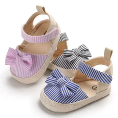 Summer Baby Shoes for Girls – Canvas Sandals with Soft Sole and Bow