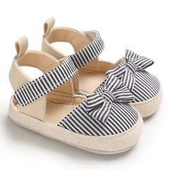 Summer Baby Shoes for Girls – Canvas Sandals with Soft Sole and Bow