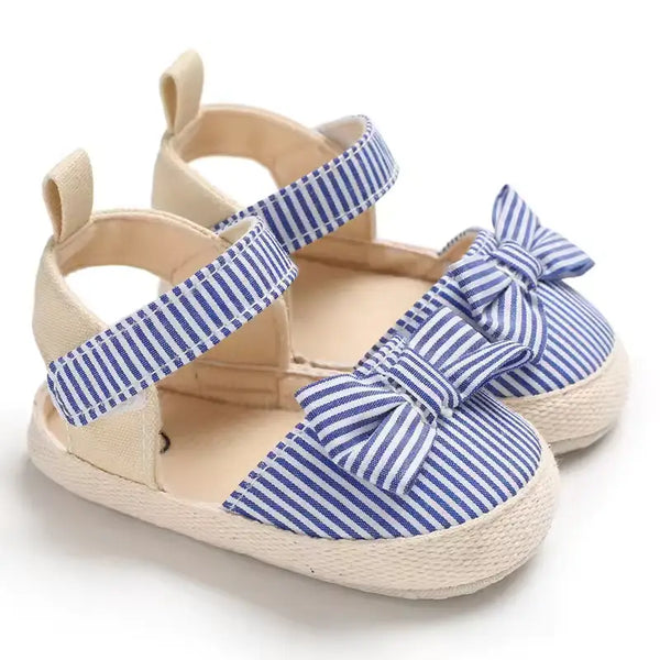 Summer Baby Shoes for Girls – Canvas Sandals with Soft Sole and Bow