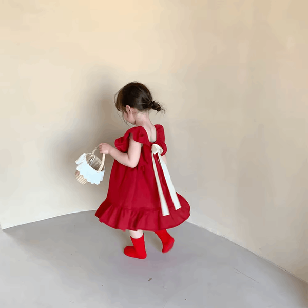 Summer Girls Dress – Bear Leader Flying Sleeve Ruffled A-Line Dress
