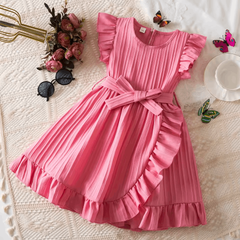 Summer Girls Dress – Ruffle Sleeve Leopard Print Princess Dress