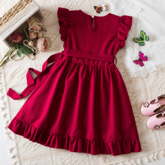 Summer Girls Dress – Ruffle Sleeve Leopard Print Princess Dress