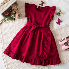Summer Girls Dress – Ruffle Sleeve Leopard Print Princess Dress