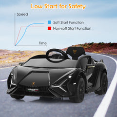 12V Kids Electric Car with Remote Control and Scissor Doors - Black/Pink/Green/Red/Purple/White