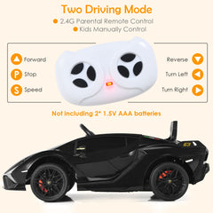 12V Kids Electric Car with Remote Control and Scissor Doors - Black/Pink/Green/Red/Purple/White