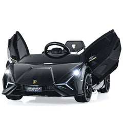 12V Kids Electric Car with Remote Control and Scissor Doors - Black/Pink/Green/Red/Purple/White