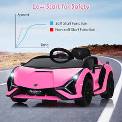 12V Kids Electric Car with Remote Control and Scissor Doors - Black/Pink/Green/Red/Purple/White