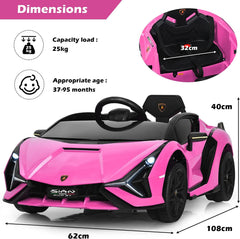 12V Kids Electric Car with Remote Control and Scissor Doors - Black/Pink/Green/Red/Purple/White