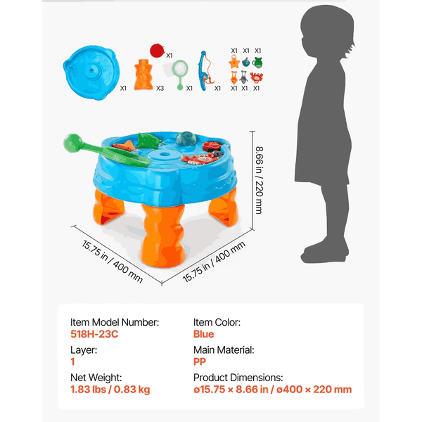 Water Table Playset with Fishing Game for Kids
