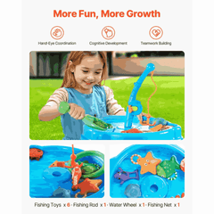 Water Table Playset with Fishing Game for Kids