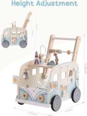 Wooden Baby Walker with Ocean Beach Bus Design