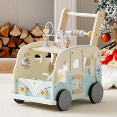 Wooden Baby Walker with Ocean Beach Bus Design