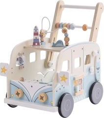 Wooden Baby Walker with Ocean Beach Bus Design