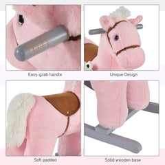 Kids Plush Ride-On Rocking Horse Rocker Plush Toy W/ Sounds for 18-36 Months
