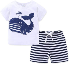 Boys Short Sets with Dinosaur Print Tops Elastic Waist Camouflage Shorts Beach Outfits