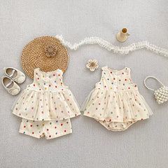 0-24M Summer Newborn Kids Baby Girls Colored Dots Lace Rompers Infant Baby Girls Short Sleeve Rompers Clothes Infant Jumpsuit