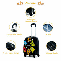 2 Pieces Kids Luggage Set with 4 Casters and Retractable Handle
