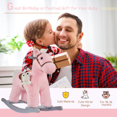 Kids Plush Ride-On Rocking Horse Rocker Plush Toy W/ Sounds for 18-36 Months