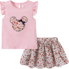 Girls Outfits Cute Cartoon Polka Dots Summer Holiday Clothes Sets
