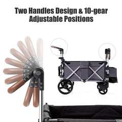 Push Pull Stroller Wagon with Adjustable Handle Bar