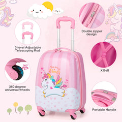 2 Piece Lightweight Child'S Luggage Set with Wheels