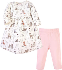Baby Girls' Quilted Cotton Dress and Leggings Casual