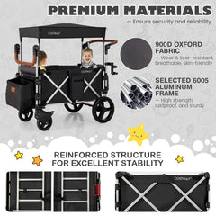 Push Pull Stroller Wagon with Adjustable Handle Bar
